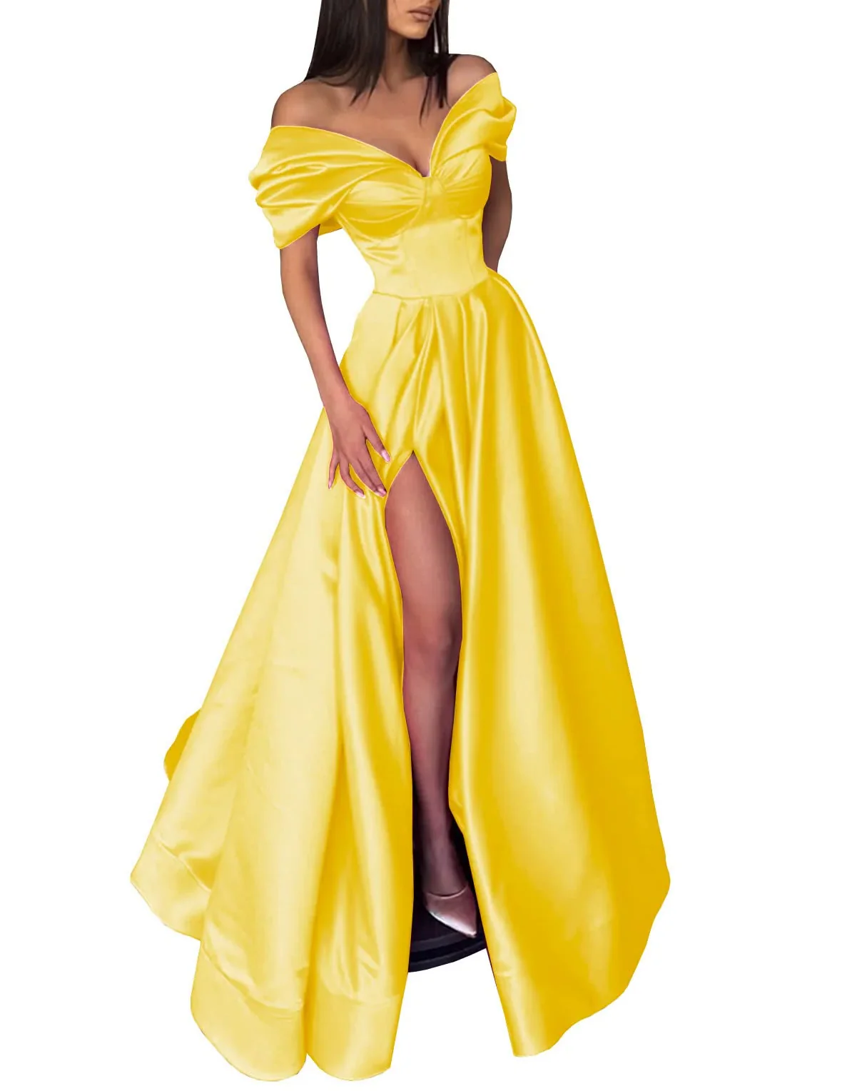 A-Line/Princess Off-the-Shoulder Long Prom Dresses With Split Side - Image 3