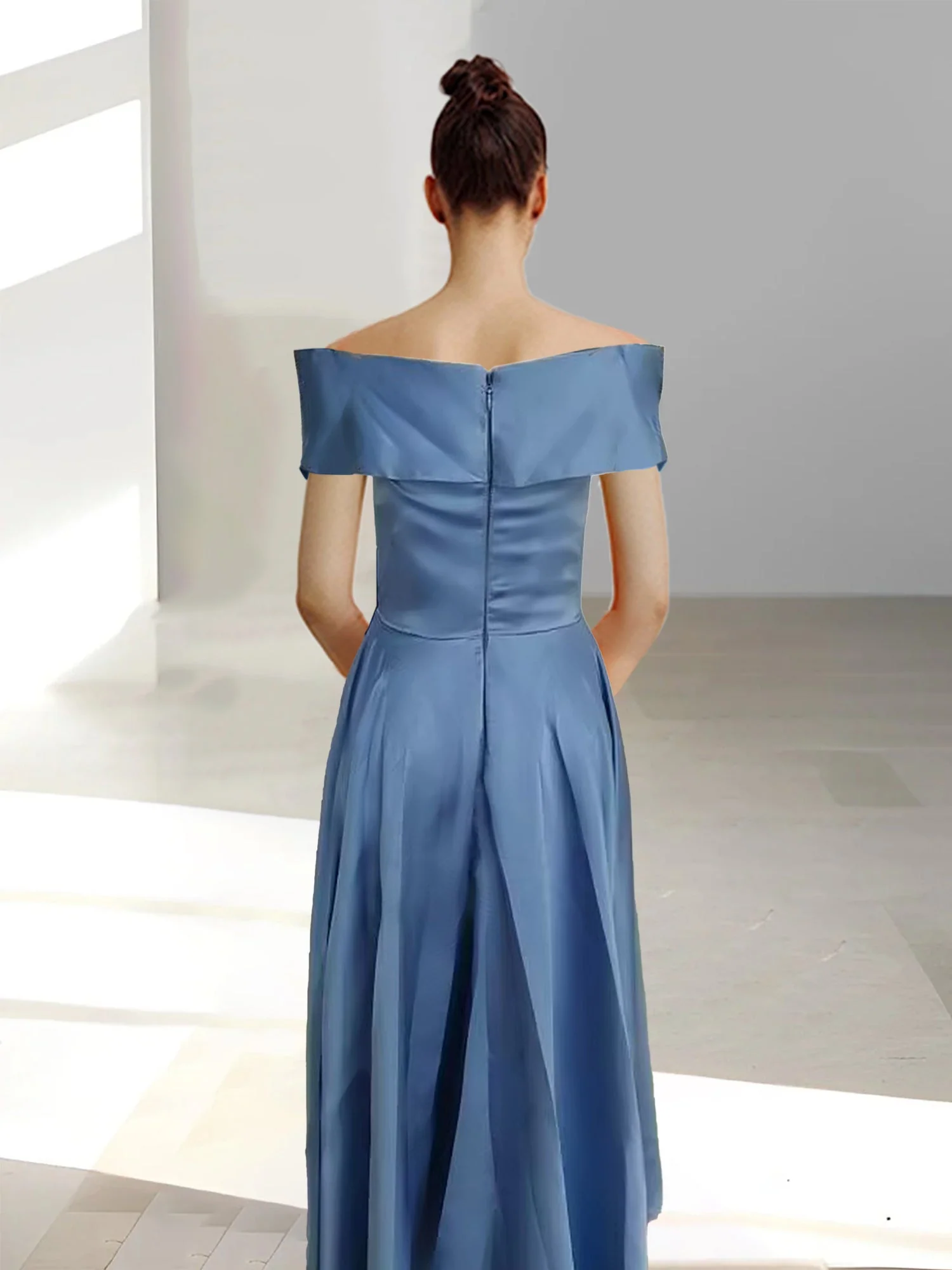 A-Line/Princess Off-the-Shoulder Sleeveless Ankle-Length Mother of the Bride Dresses with Pockets - Image 4