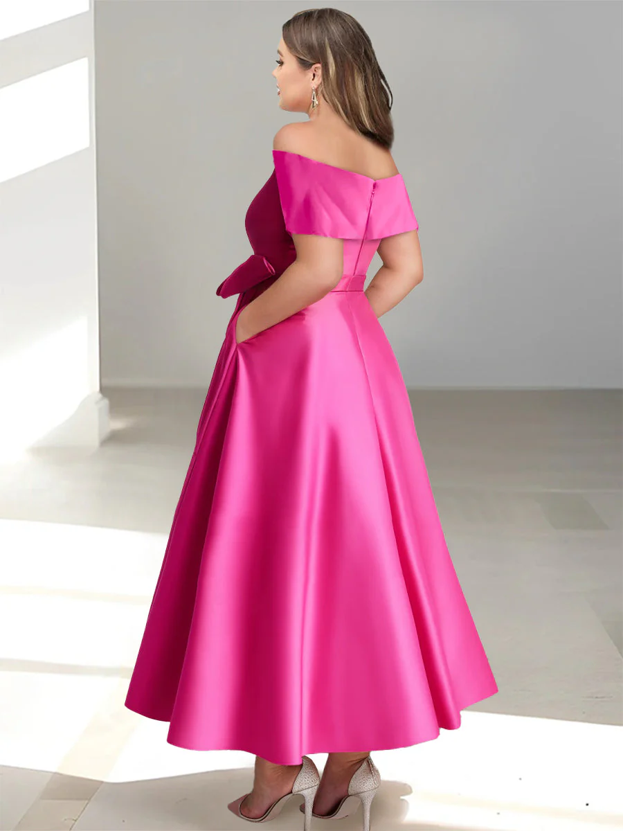 A-Line/Princess Off-the-Shoulder Sleeveless Ankle-Length Mother of the Bride Dresses with Pockets - Image 6