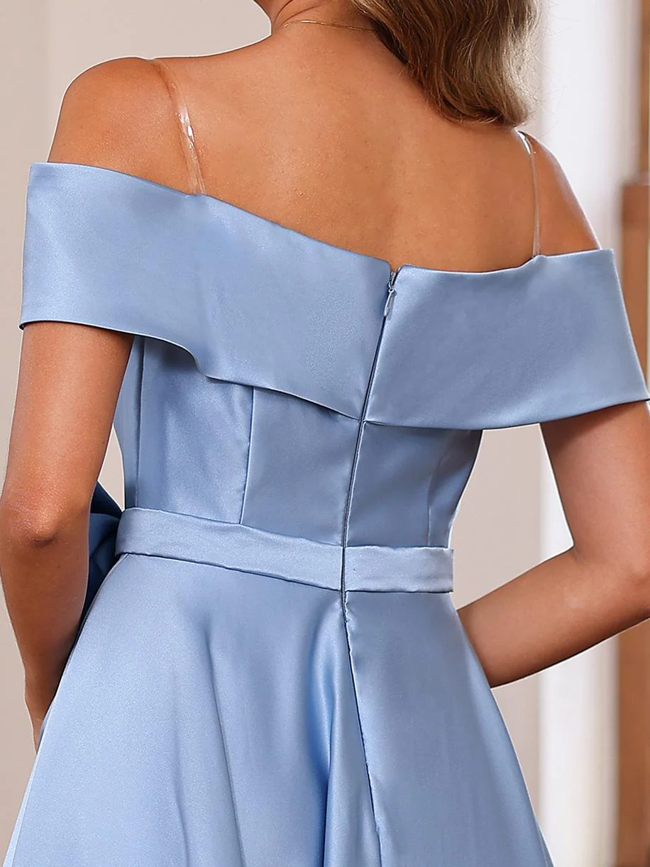 A-Line/Princess Off-the-Shoulder Sleeveless Ankle-Length Mother of the Bride Dresses with Pockets - Image 6