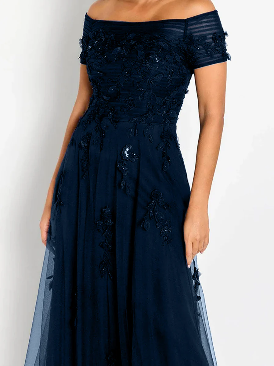 A-Line Off-the-Shoulder Sleeveless Mother Of The Bride & Groom Dresses with Appliques - Image 3