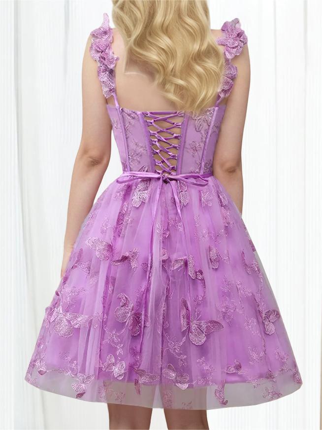 A-Line/Princess Off-the-Shoulder Sleeveless Short/Mini Party Dance Cocktail Homecoming Dress With Embroidery - Image 2