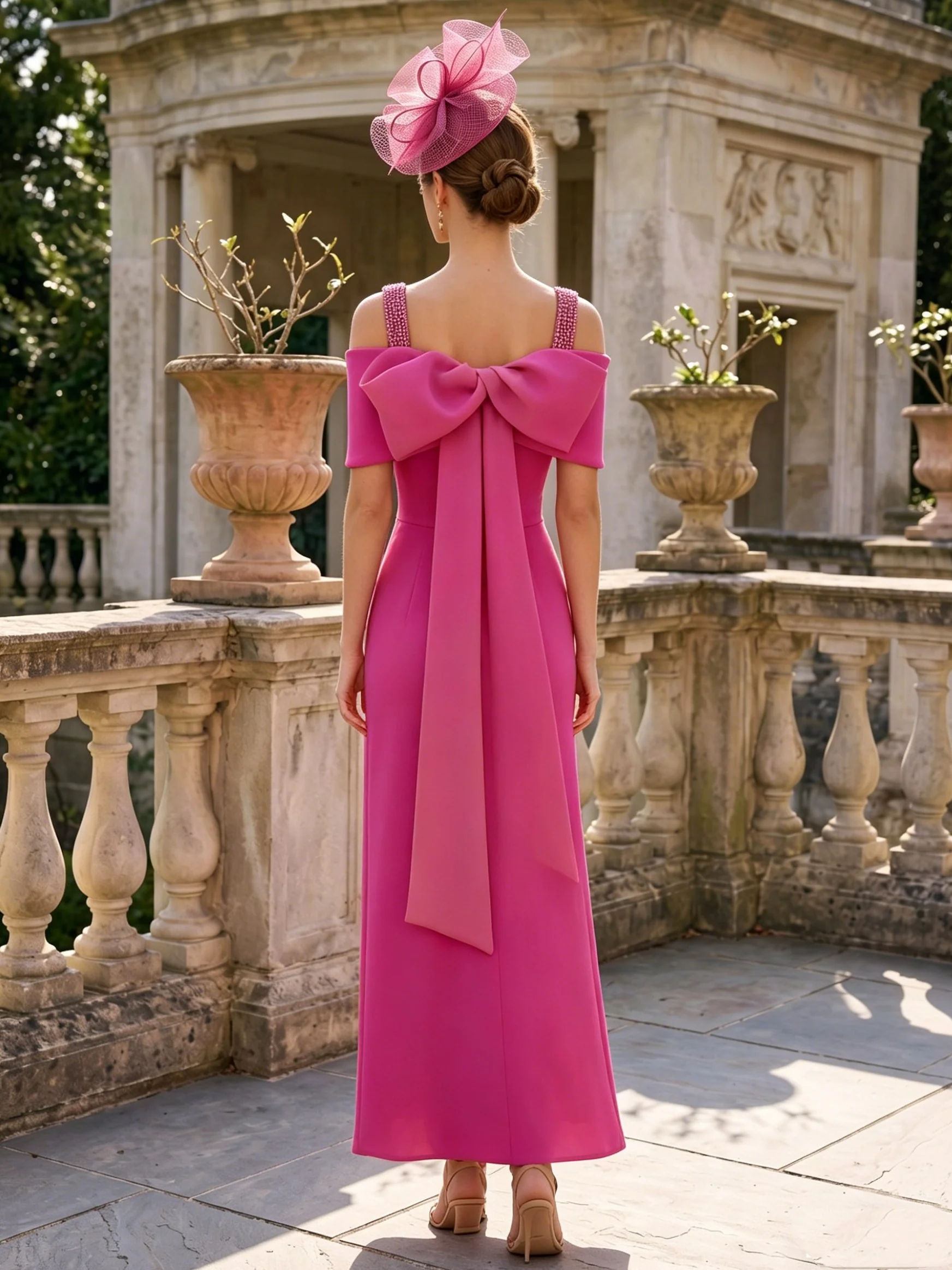 A-Line/Princess Off-the-Shoulder Stretch Satin Mother of the Bride Dresses Ankle-Length Sleeveless Sequins&Bowknot - Image 2