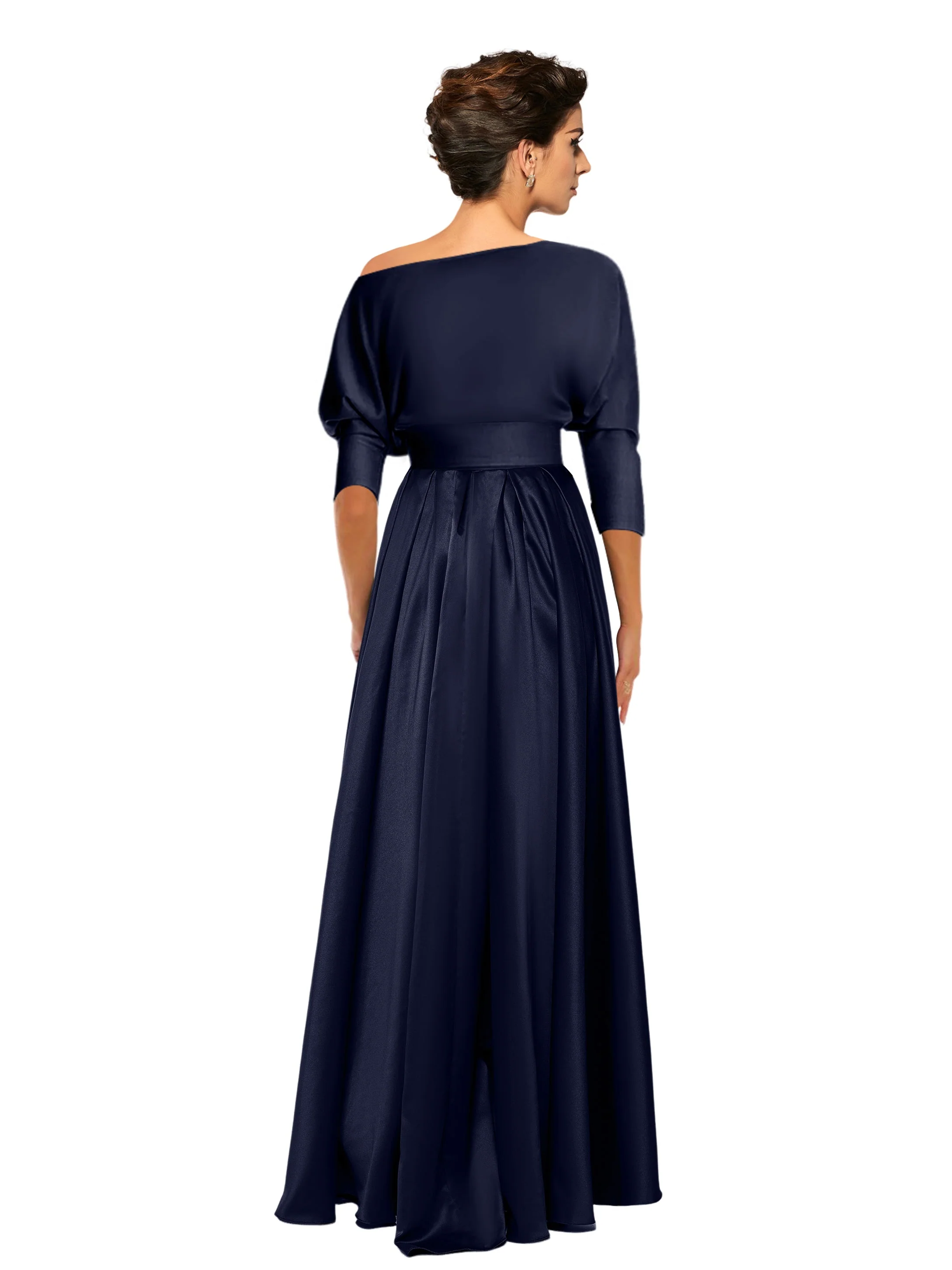 A-Line/Princess One-Shoulder 3/4 Sleeves Asymmetrical Mother of the Bride  & Groom Dresses - Image 2