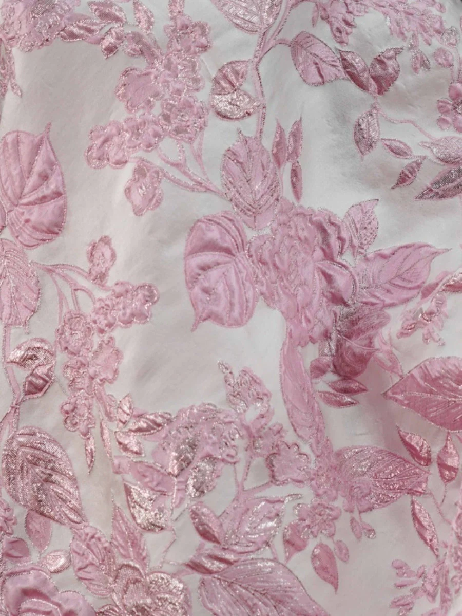 A-Line/Princess One-Shoulder Jacquard Cocktail Dresses Tea-Length Floral Ruffles Sleeveless Formal Dresses - Image 4