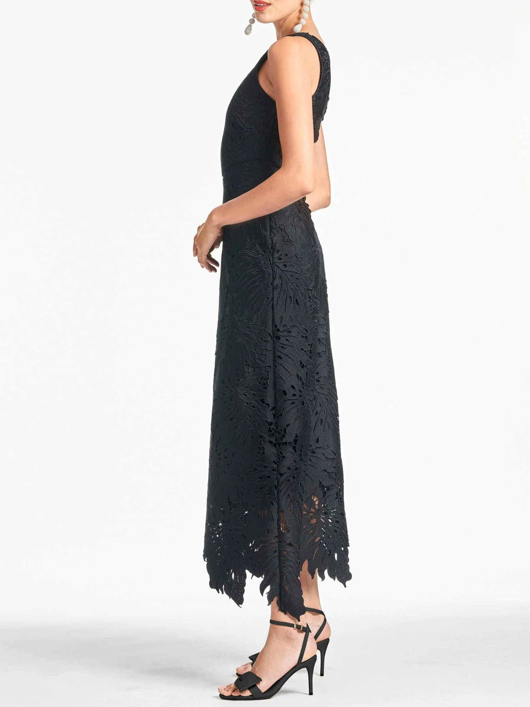 A-Line/Princess One-shoulder Sleeveless Asymmetrical Black Prom Dresses With Appliques Lace - Image 4