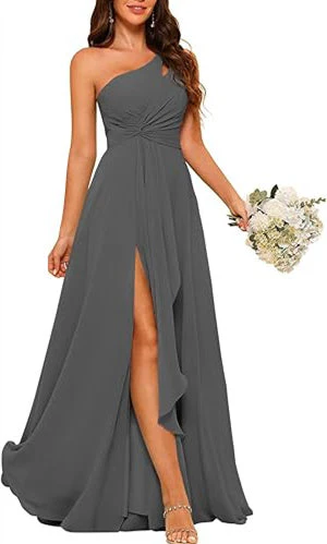 A-Line/Princess One-Shoulder Sleeveless Floor-Length Bridesmaid Dress with Split Side - Image 20