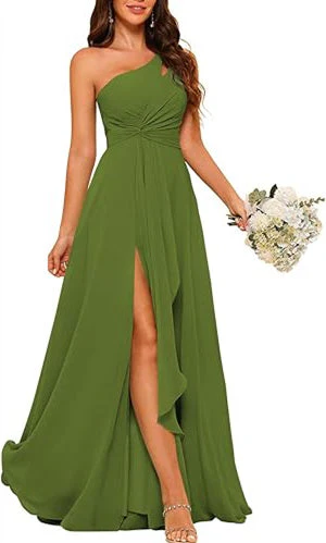 A-Line/Princess One-Shoulder Sleeveless Floor-Length Bridesmaid Dress with Split Side - Image 29