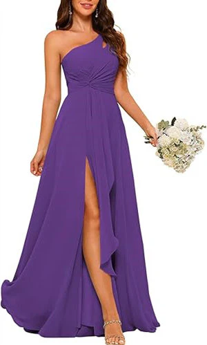 A-Line/Princess One-Shoulder Sleeveless Floor-Length Bridesmaid Dress with Split Side - Image 33