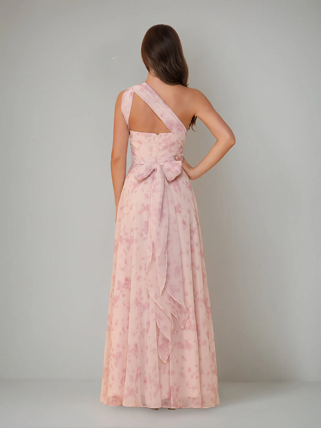 A-Line/Princess One-Shoulder Sleeveless Floor-Length Bridesmaid Dresses with Split Side & Pleated - Image 3