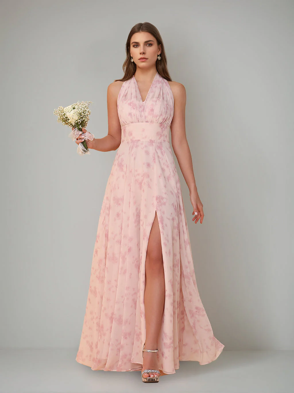 A-Line/Princess One-Shoulder Sleeveless Floor-Length Bridesmaid Dresses with Split Side & Pleated - Image 4