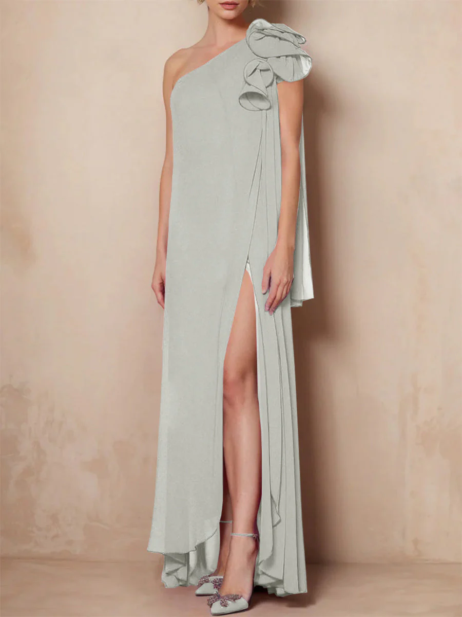 A-Line/Princess One-Shoulder Sleeveless Floor-Length Mother of the Bride Dresses with Split Side - Image 44