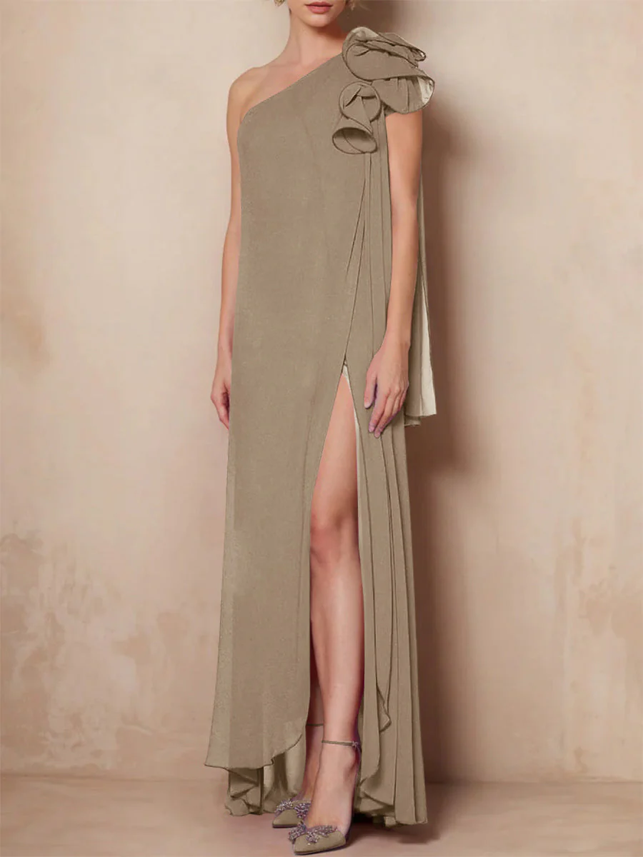 A-Line/Princess One-Shoulder Sleeveless Floor-Length Mother of the Bride Dresses with Split Side - Image 48