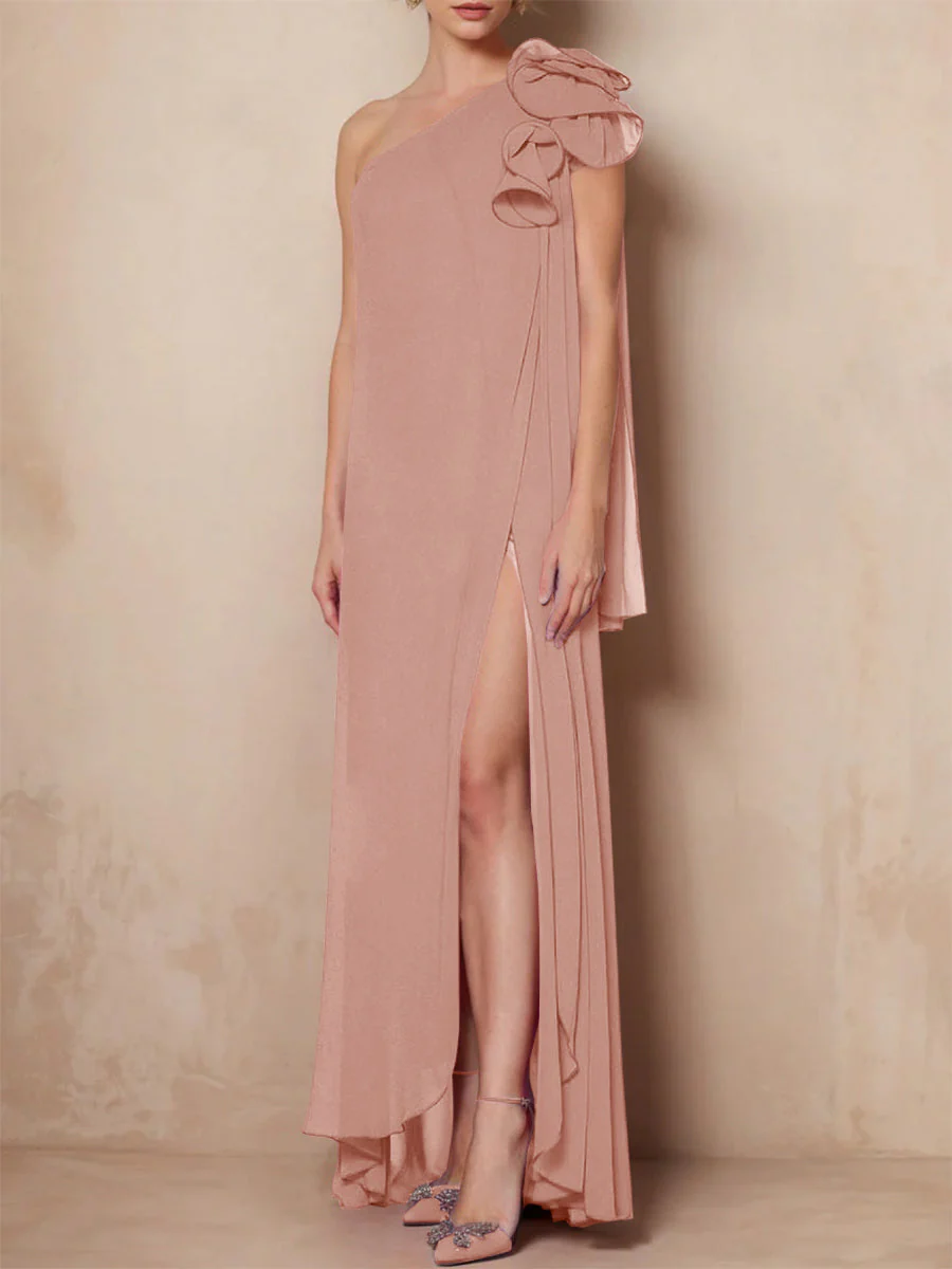 A-Line/Princess One-Shoulder Sleeveless Floor-Length Mother of the Bride Dresses with Split Side - Image 55