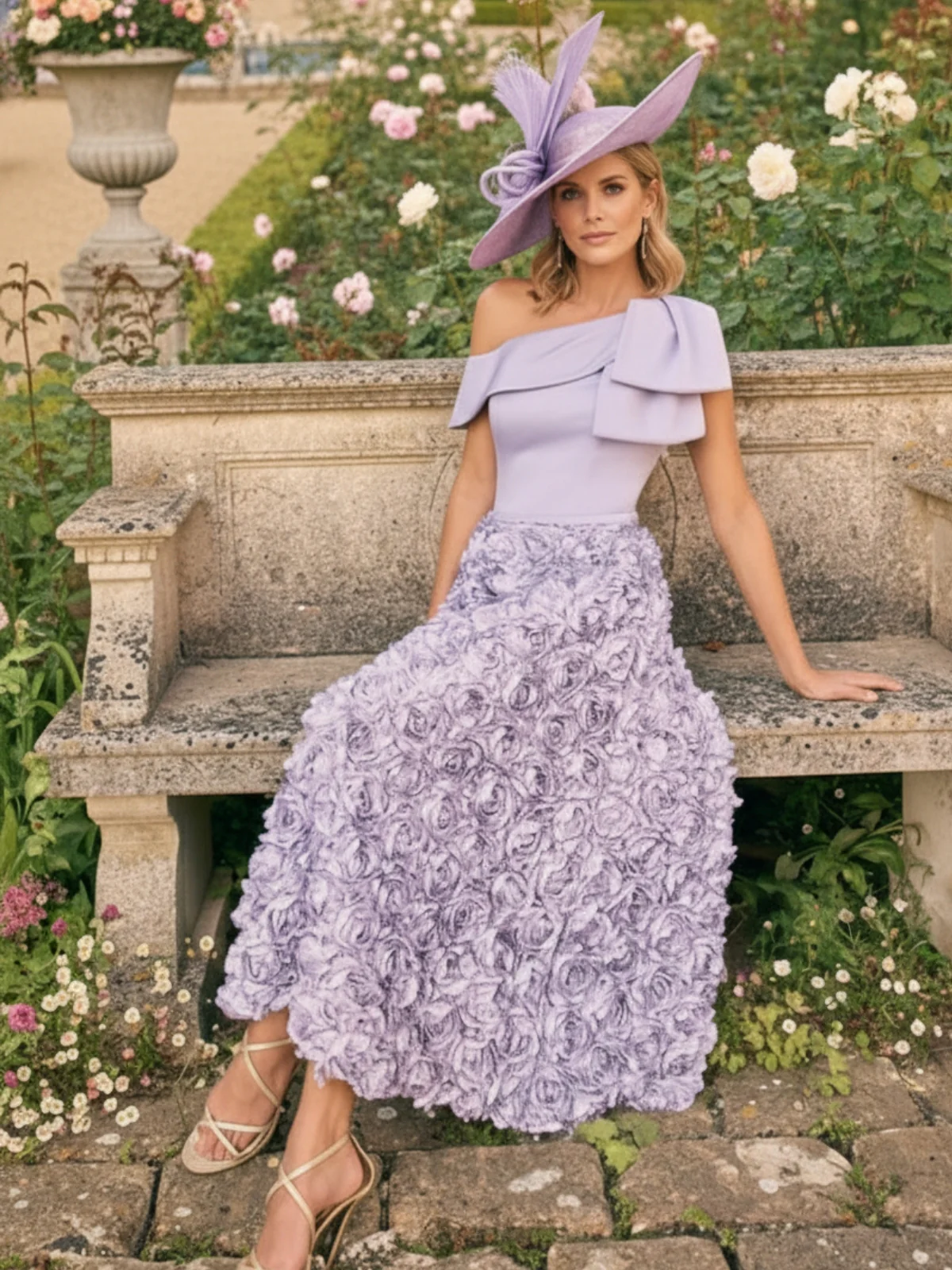 A-Line/Princess One-Shoulder Sleeveless Mother of the Bride Dresses with 3D Flowers - Image 2