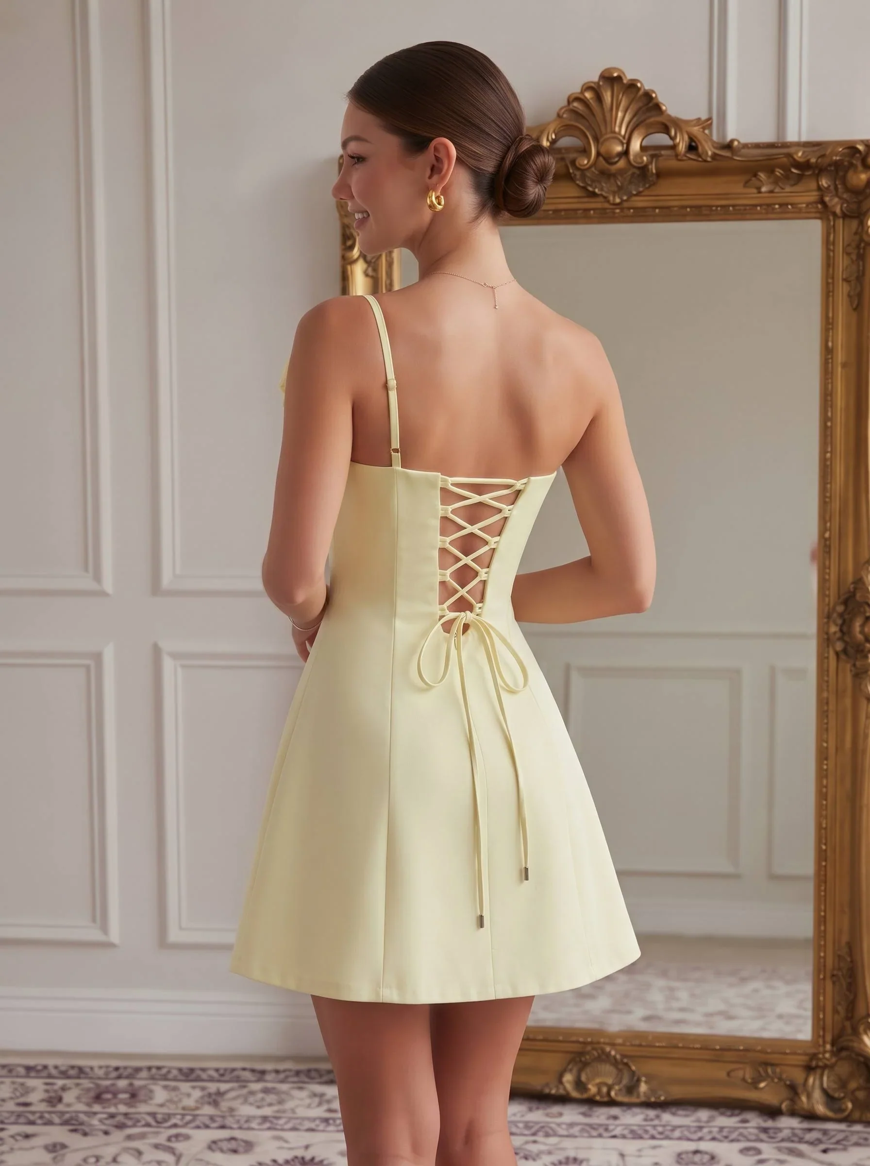 A-Line/Princess One-Shoulder Stretch Satin Homecoming Dress with 3D Flowers Sleeveless Short/Mini - Image 2
