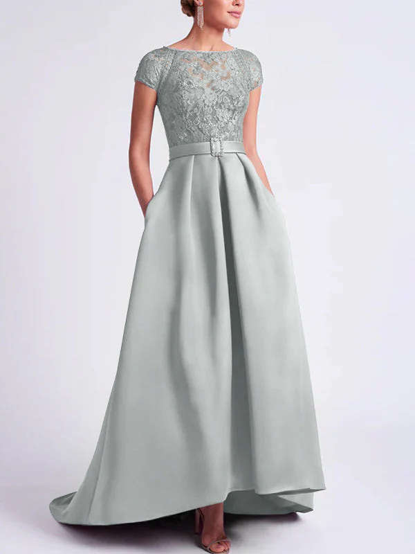 A-Line/Princess Scoop Short Sleeves Asymmetrical Mother of the Bride Dresses - Image 42