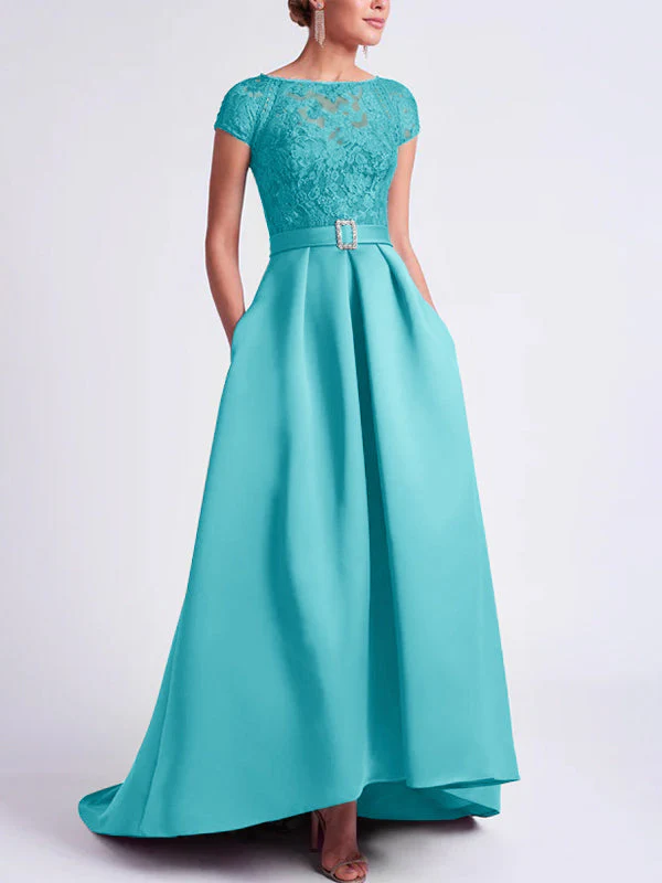 A-Line/Princess Scoop Short Sleeves Asymmetrical Mother of the Bride Dresses - Image 47