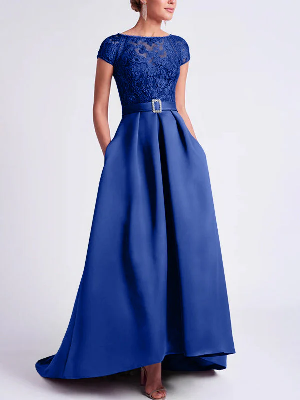 A-Line/Princess Scoop Short Sleeves Asymmetrical Mother of the Bride Dresses - Image 51
