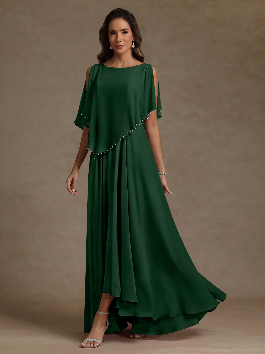 A-Line/Princess Scoop Chiffon Mother of the Bride Dresses Beading Floor-Length Pleated Sleeveless - Image 11
