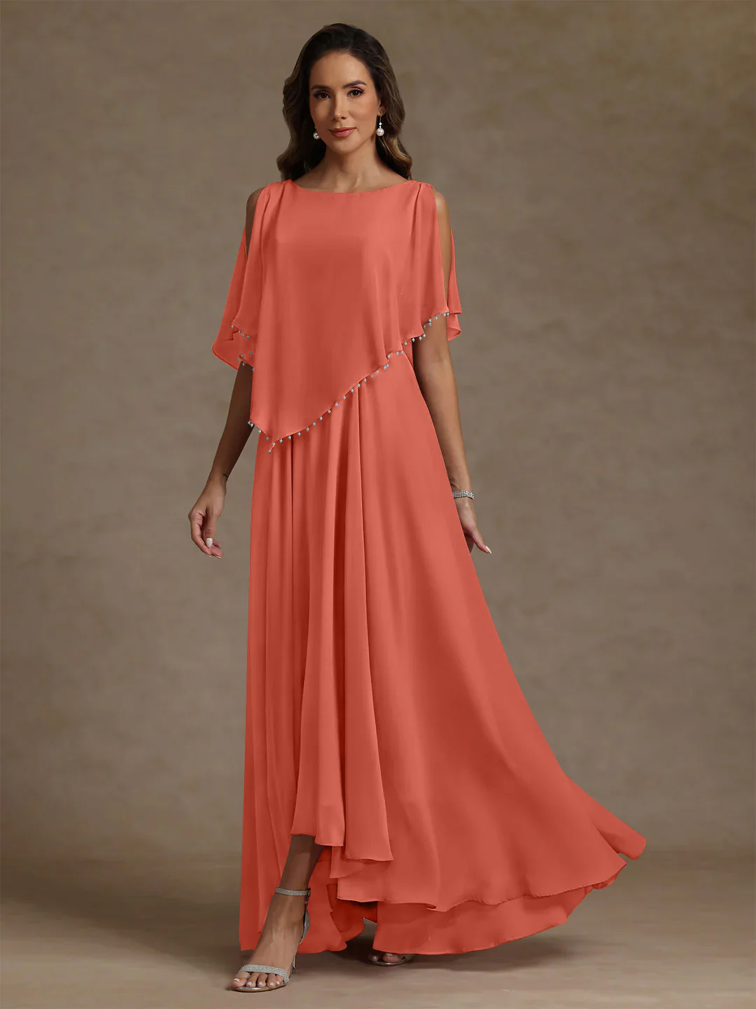 A-Line/Princess Scoop Chiffon Mother of the Bride Dresses Beading Floor-Length Pleated Sleeveless - Image 33