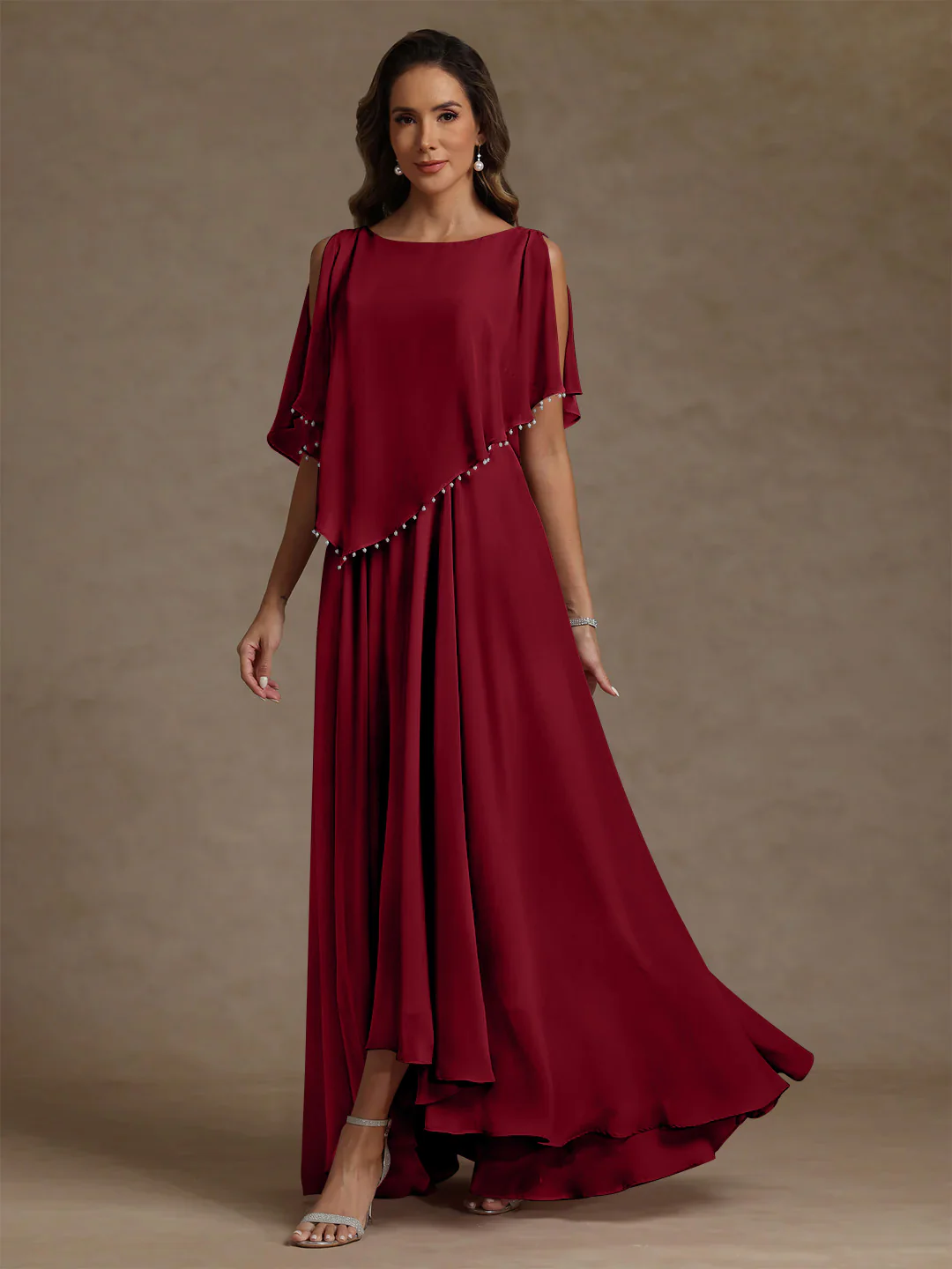 A-Line/Princess Scoop Chiffon Mother of the Bride Dresses Beading Floor-Length Pleated Sleeveless - Image 47
