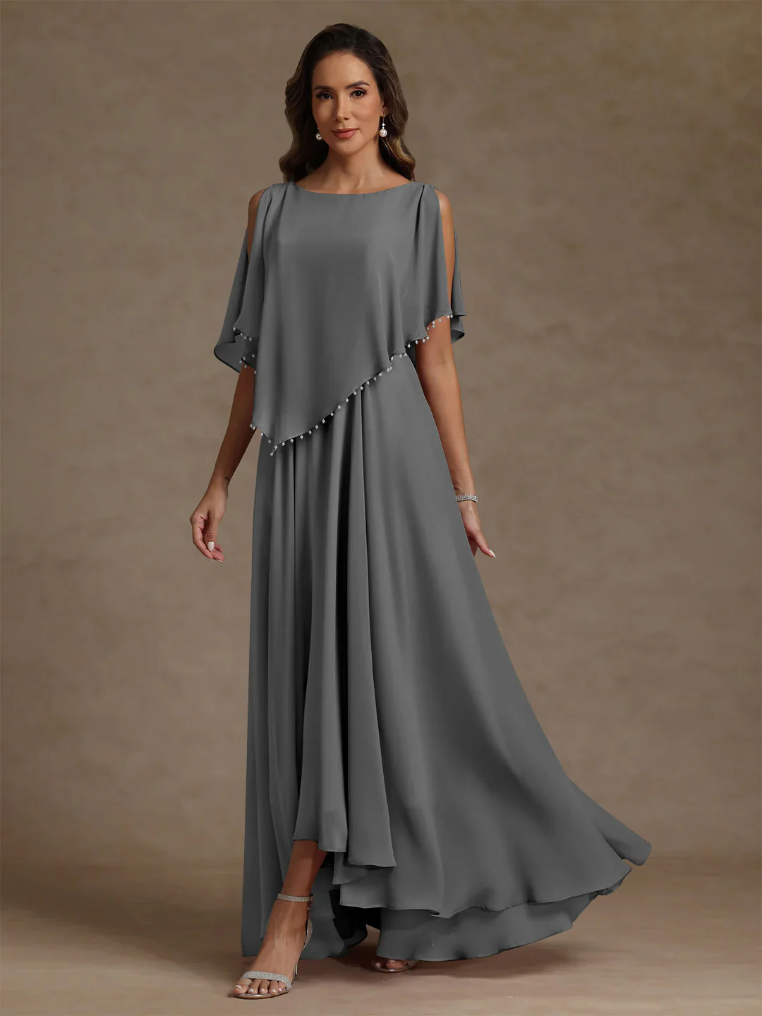 A-Line/Princess Scoop Chiffon Mother of the Bride Dresses Beading Floor-Length Pleated Sleeveless - Image 7