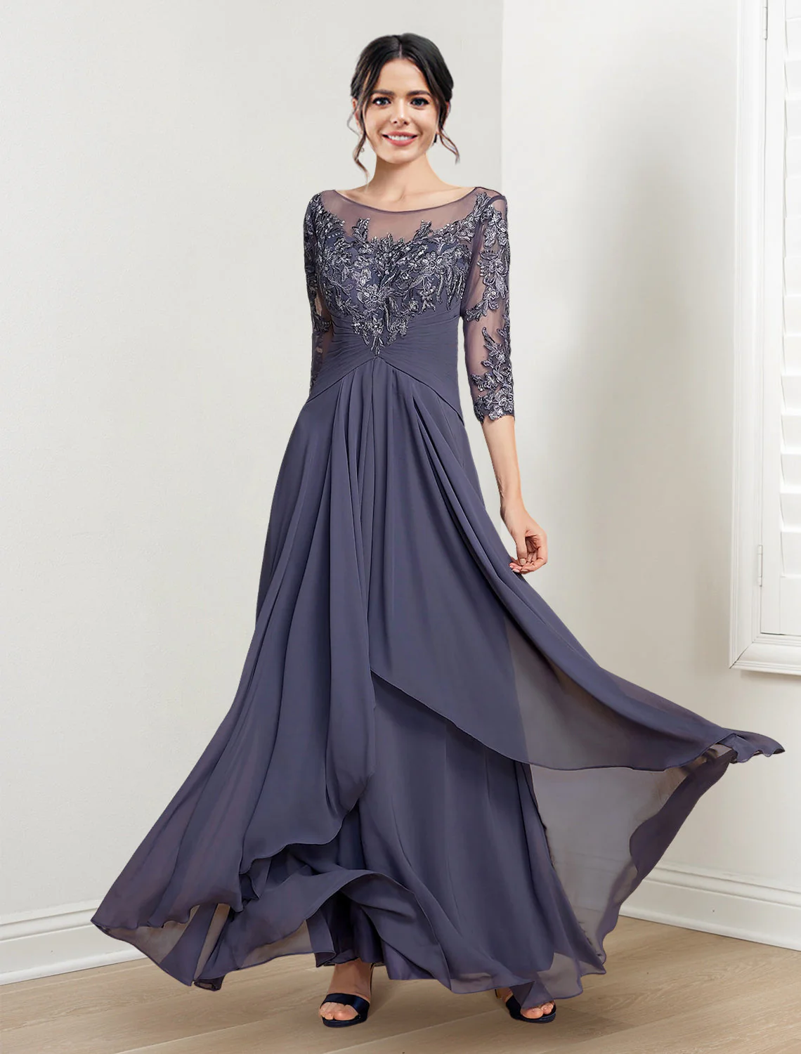 A-Line/Princess Scoop Floor-Length Mother of the Bride Dresses - Image 4