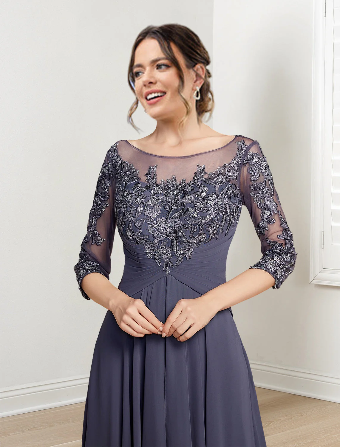 A-Line/Princess Scoop Floor-Length Mother of the Bride Dresses - Image 5