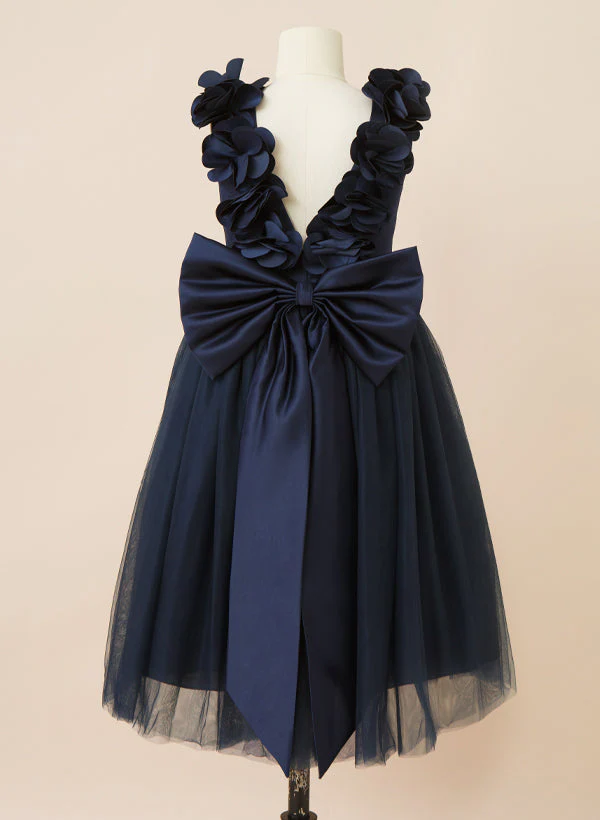A-Line/Princess Scoop Flower Girl Dresses With Bow - Image 2