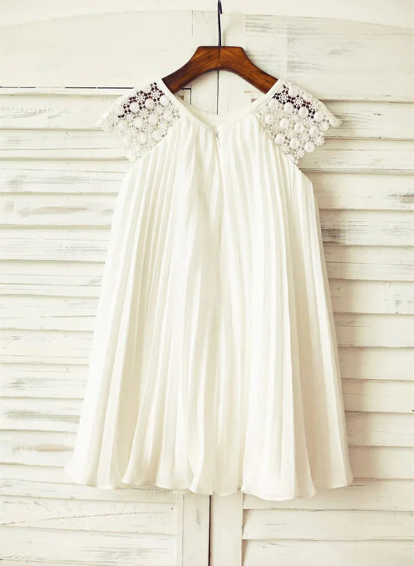 A-Line/Princess Scoop Flower Girl Dresses With Pleated - Image 2