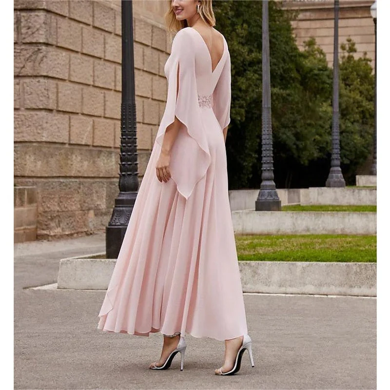 A-Line/Princess Scoop Neck 3/4 Length Sleeve Ankle-Length Mother of the Bride Dresses with Sequin - Image 2