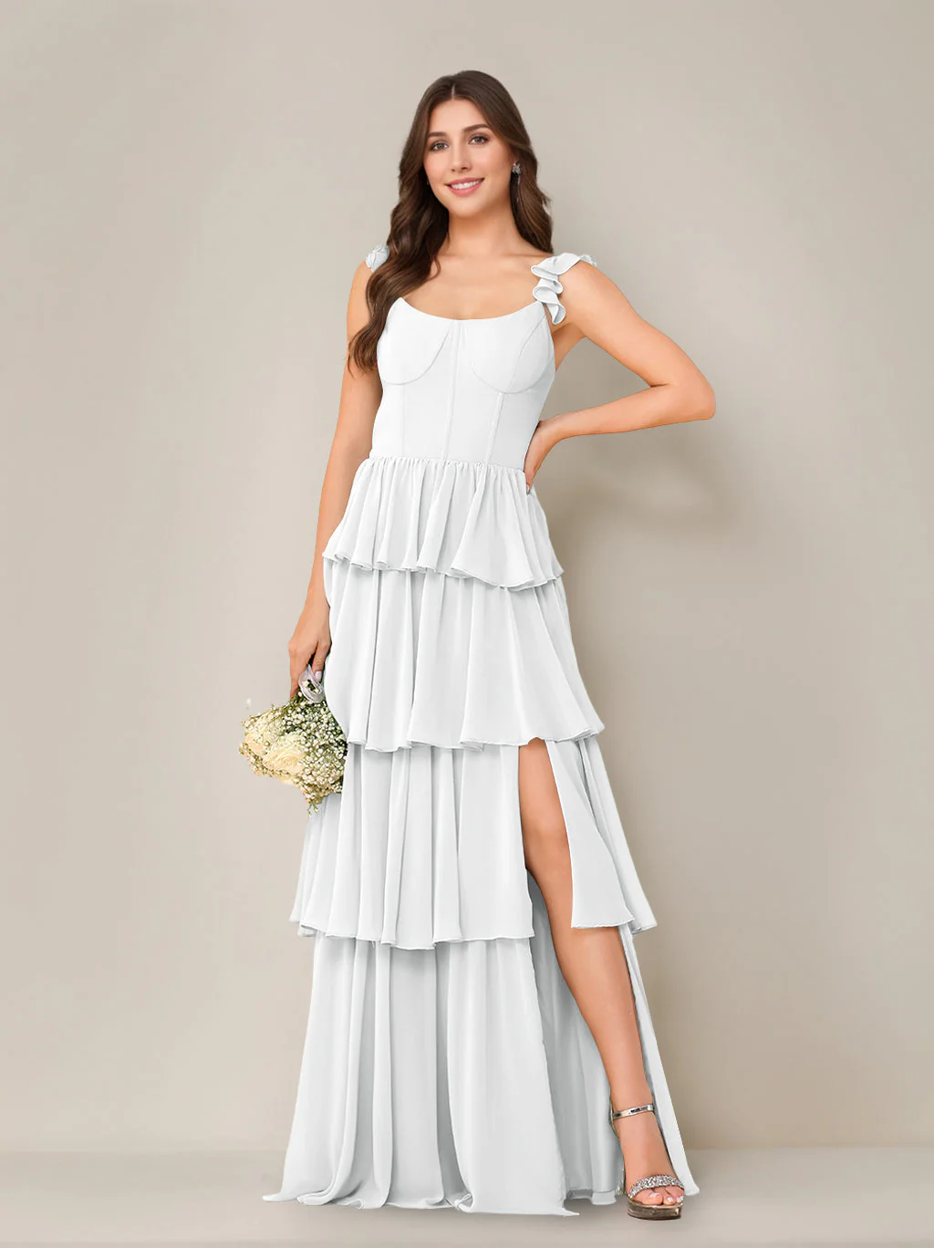 A-Line/Princess Scoop Neck Sleeveless Floor-Length Bridesmaid Dress with Ruffles & Split Side - Image 53