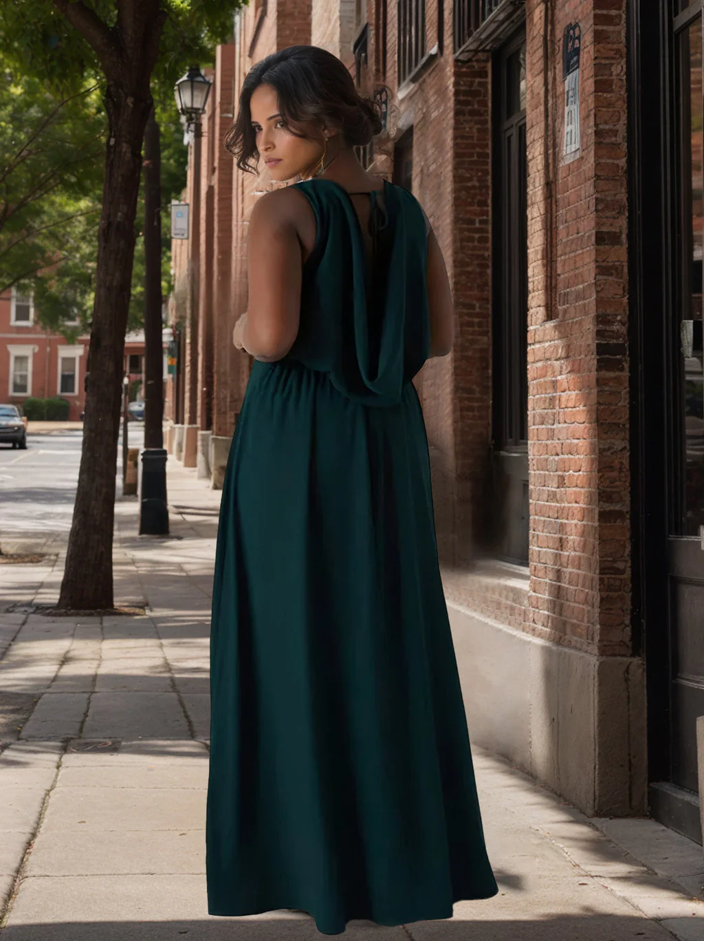 A-Line/Princess Scoop Neck Sleeveless Floor-Length Plus Size Bridesmaid Dress - Image 2