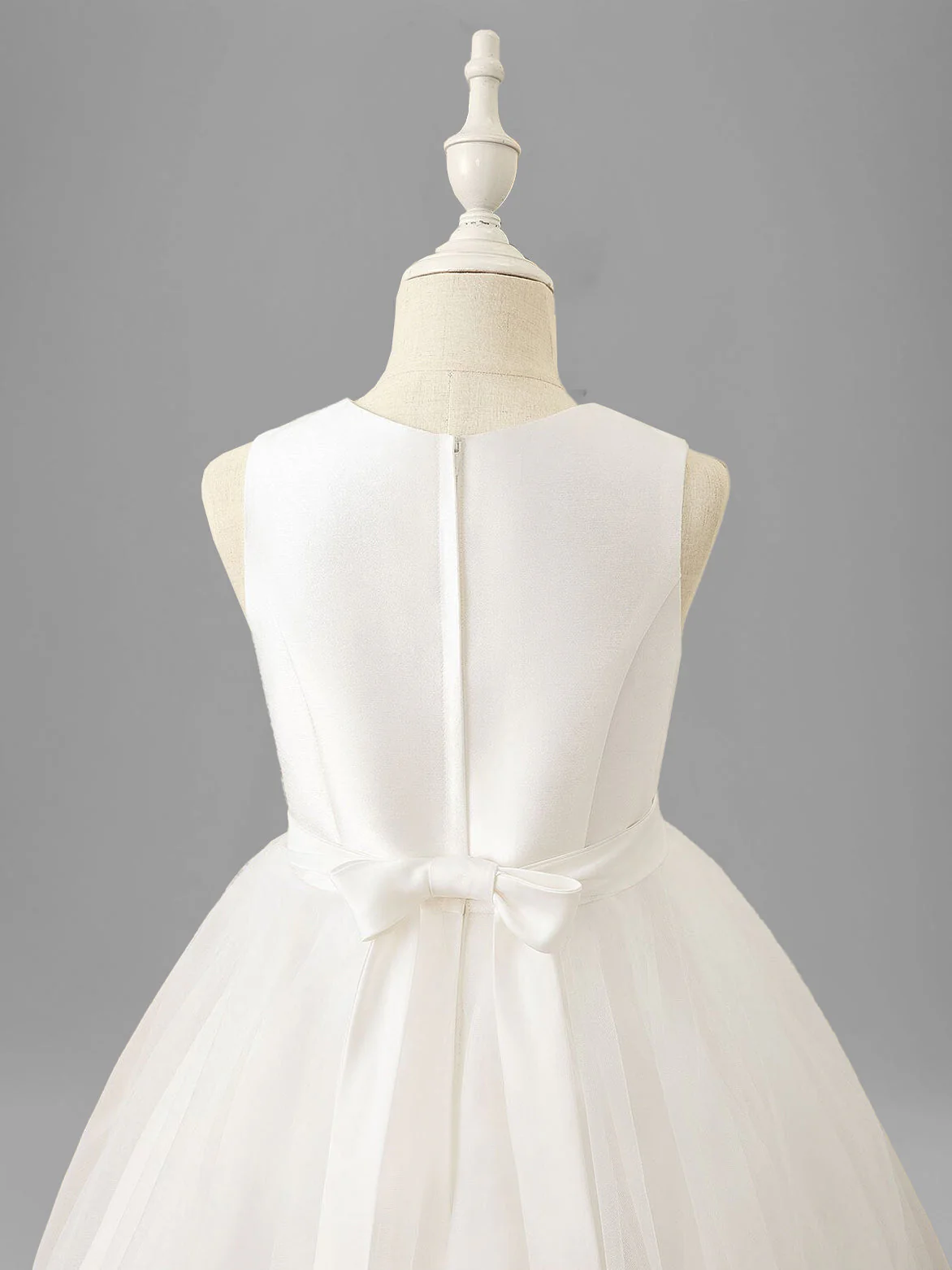 A-Line/Princess Scoop Neck Sleeveless Tea-Length Flower Girl Dress with Bowknot - Image 6