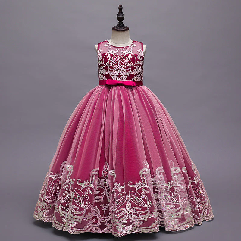 A-Line/Princess Scoop Neck Sleeveless Tulle Flower Girl Dress with Lace Appliques & Bow - Image 11