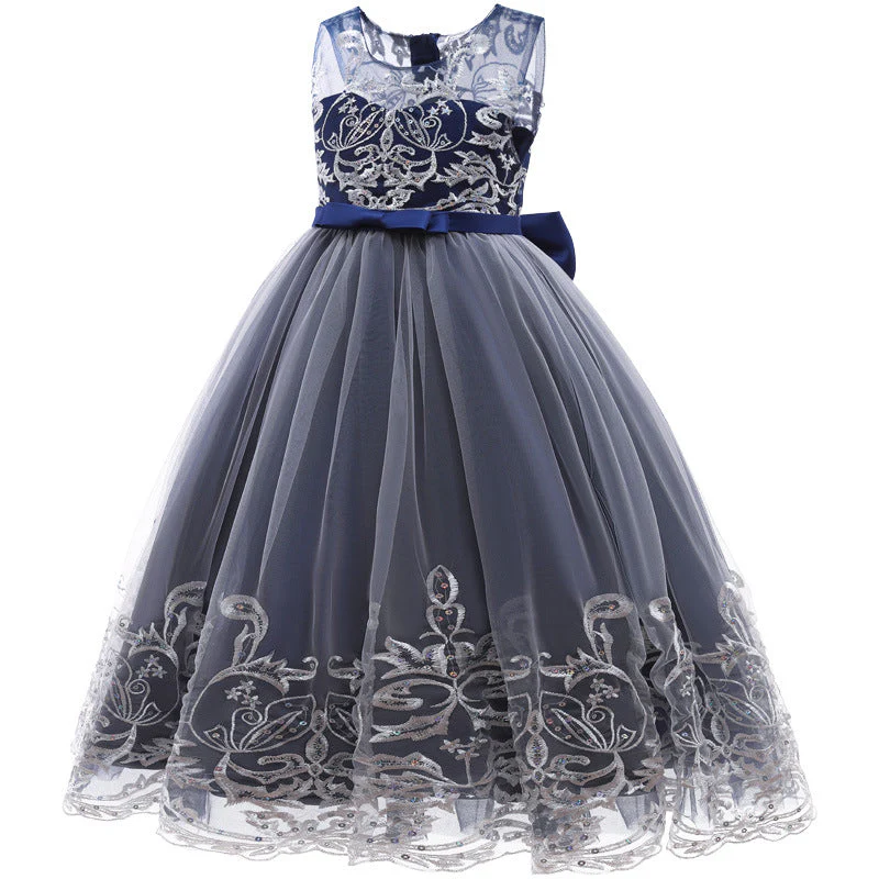 A-Line/Princess Scoop Neck Sleeveless Tulle Flower Girl Dress with Lace Appliques & Bow - Image 6