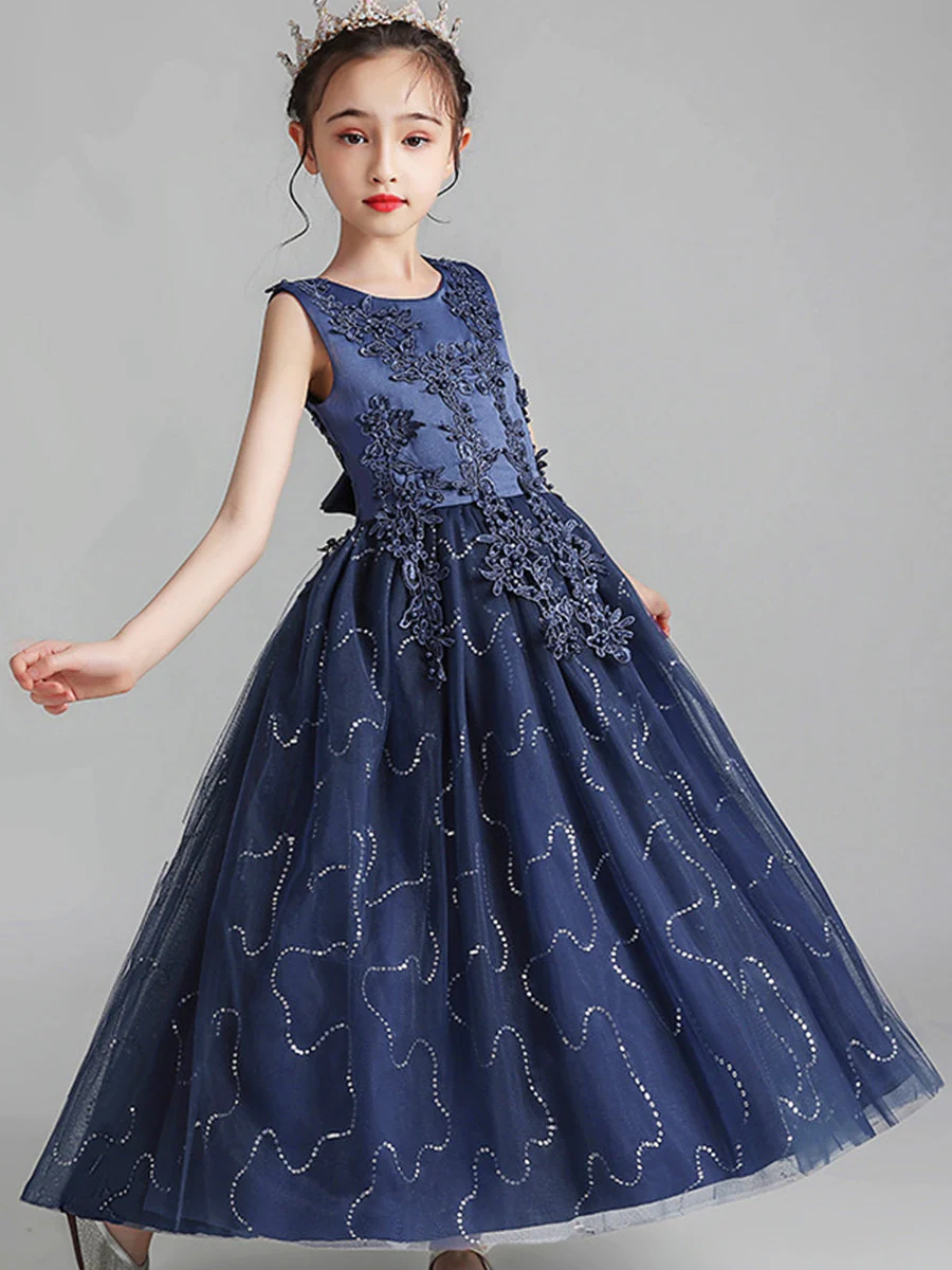 A-Line/Princess Scoop Neck Sleeveless Tulle Flower Girl Dress with Lace Appliques & Ruffles - Image 12