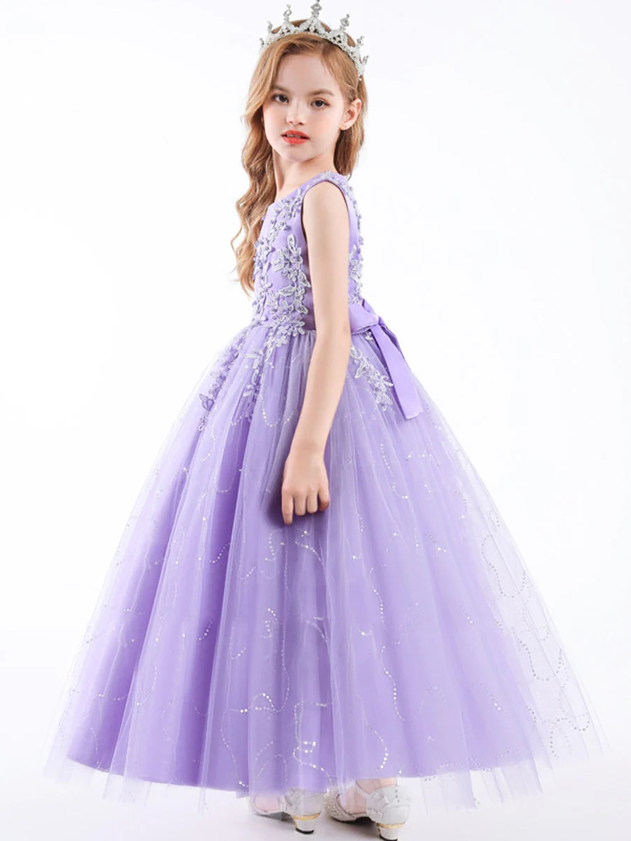 A-Line/Princess Scoop Neck Sleeveless Tulle Flower Girl Dress with Lace Appliques & Ruffles - Image 14