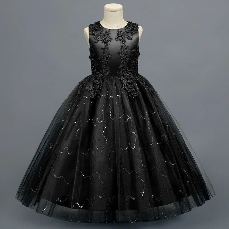 A-Line/Princess Scoop Neck Sleeveless Tulle Flower Girl Dress with Lace Appliques & Ruffles - Image 15