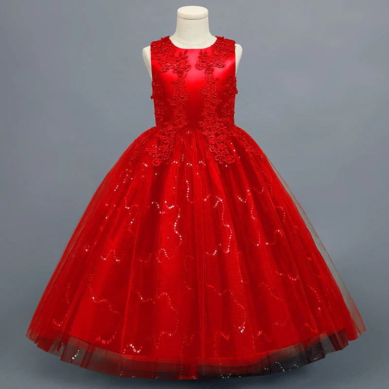 A-Line/Princess Scoop Neck Sleeveless Tulle Flower Girl Dress with Lace Appliques & Ruffles - Image 16