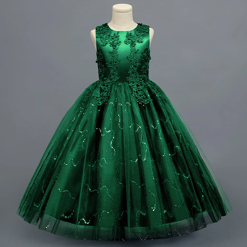 A-Line/Princess Scoop Neck Sleeveless Tulle Flower Girl Dress with Lace Appliques & Ruffles - Image 19