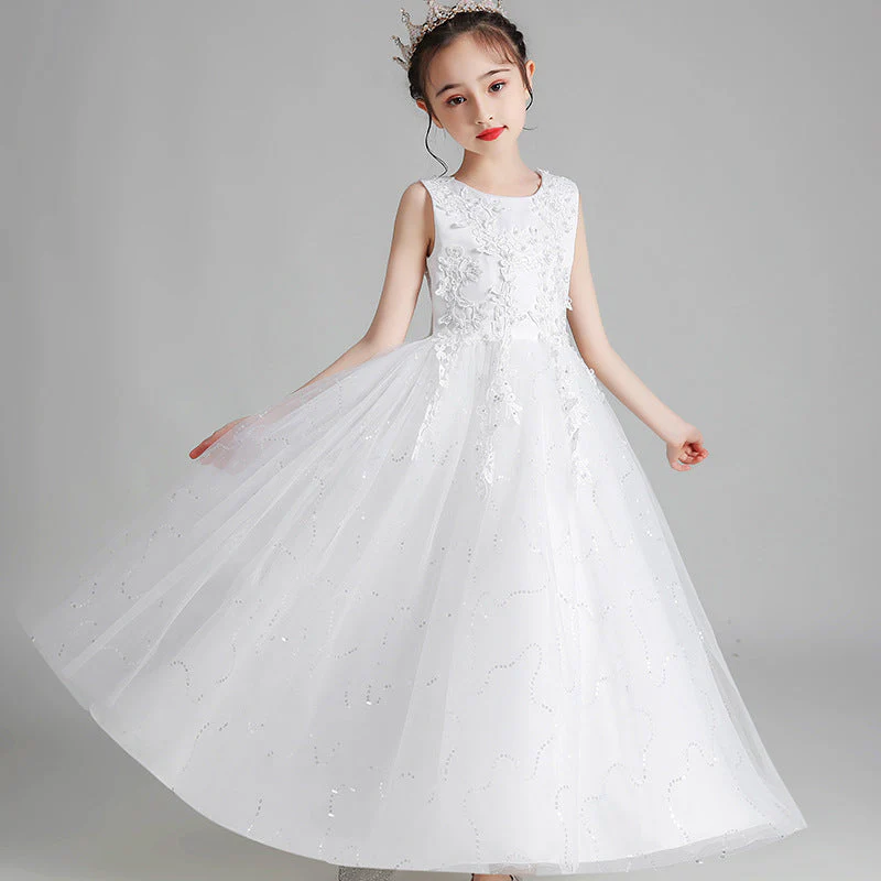 A-Line/Princess Scoop Neck Sleeveless Tulle Flower Girl Dress with Lace Appliques & Ruffles - Image 4