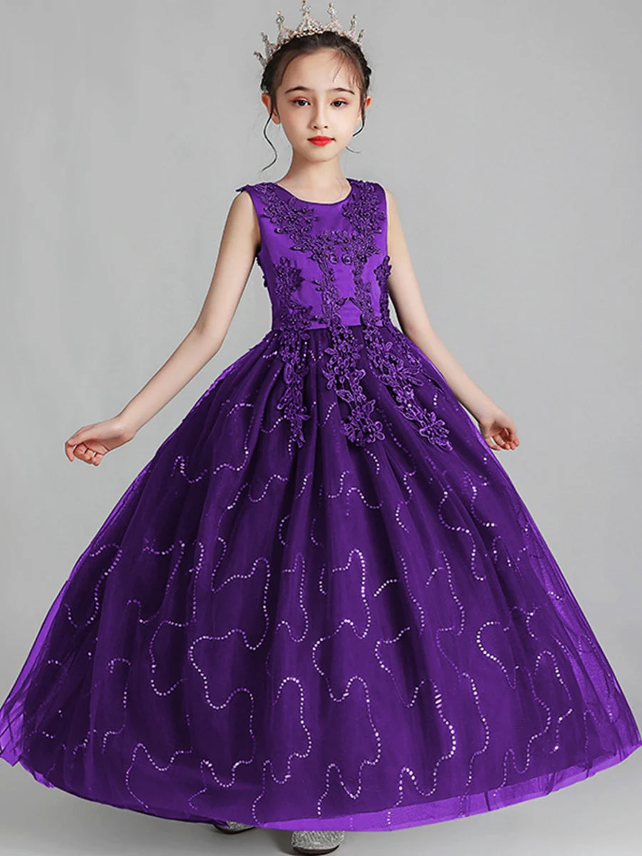 A-Line/Princess Scoop Neck Sleeveless Tulle Flower Girl Dress with Lace Appliques & Ruffles - Image 9