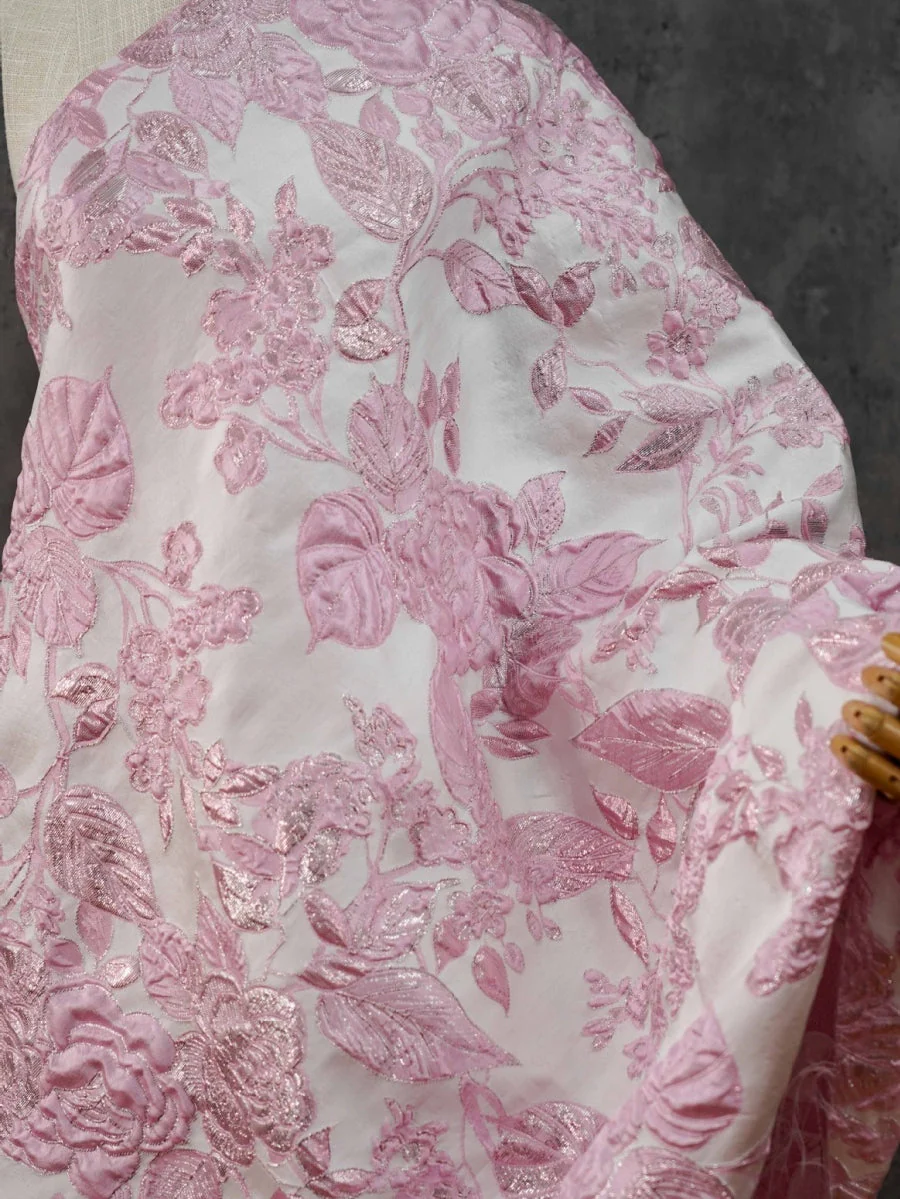 A-Line/Princess Scoop Plus Size Jacquard Mother of the Bride Dresses Floral Ankle-Length 3/4 Sleeves - Image 4
