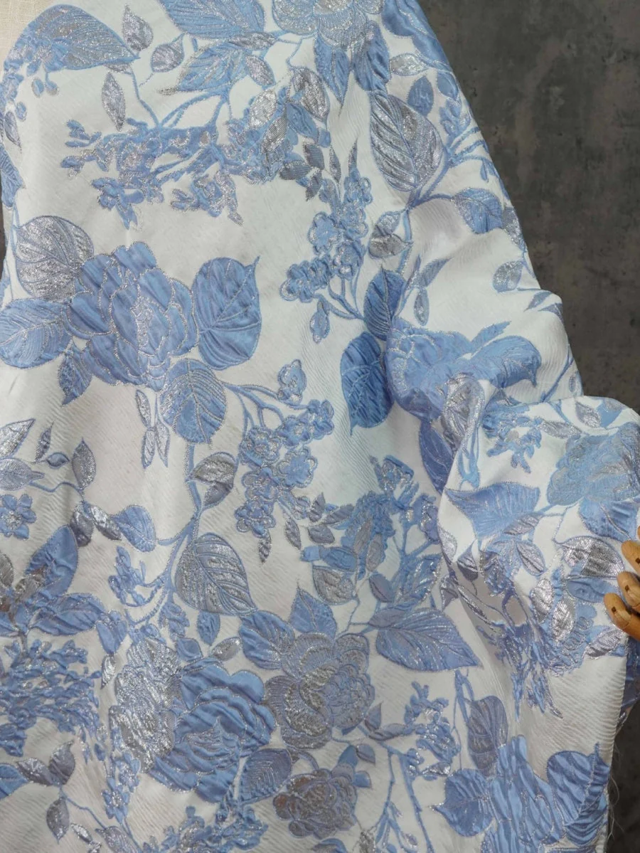 A-Line/Princess Scoop Plus Size Jacquard Mother of the Bride Dresses Floral Ankle-Length 3/4 Sleeves - Image 5