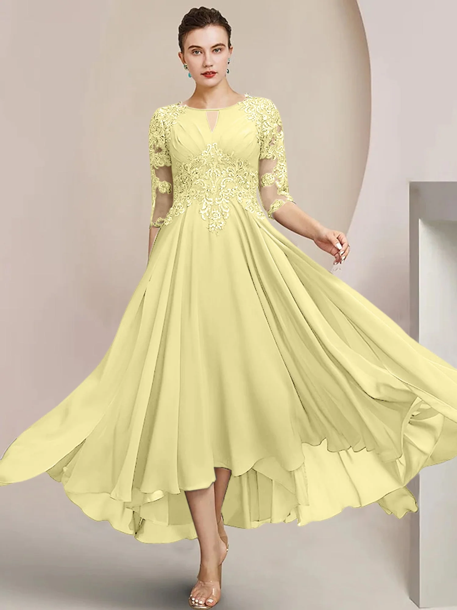 A-Line/Princess Scoop Tea-Length Mother of the Bride Dresses - Image 10