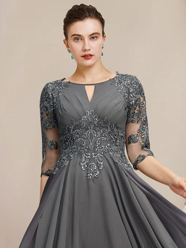 A-Line/Princess Scoop Tea-Length Mother of the Bride Dresses - Image 3