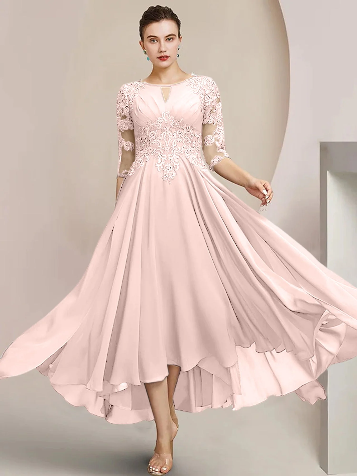 A-Line/Princess Scoop Tea-Length Mother of the Bride Dresses - Image 33