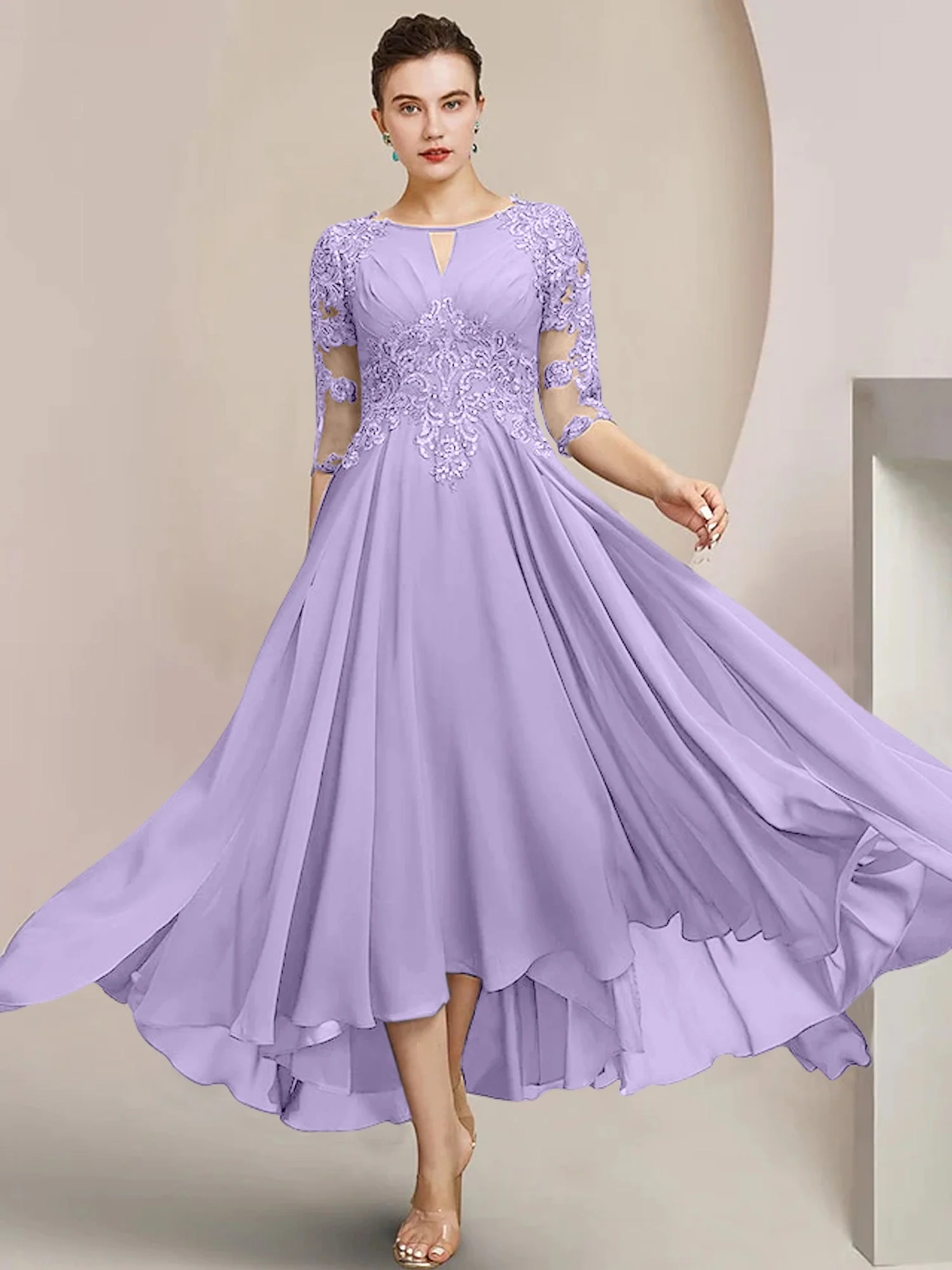 A-Line/Princess Scoop Tea-Length Mother of the Bride Dresses - Image 37